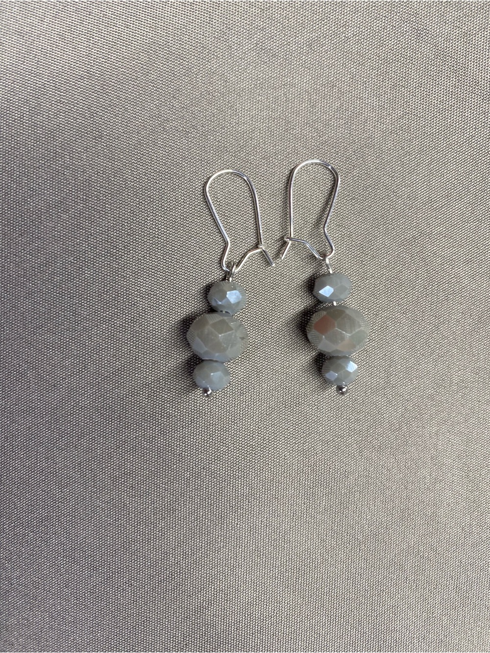 HANDMADE Gray Faceted Bead Drop Earrings